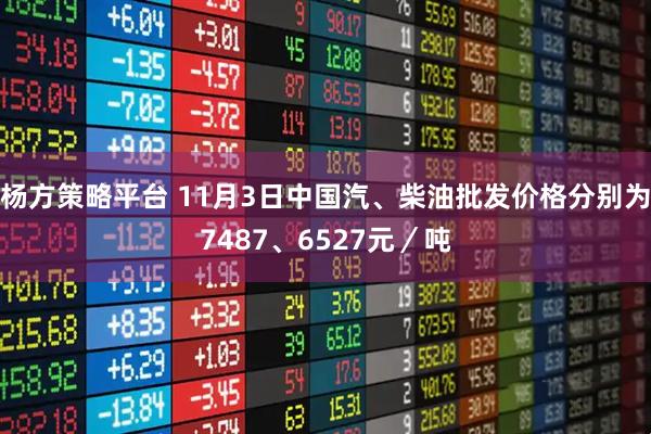 杨方策略平台 11月3日中国汽、柴油批发价格分别为7487、6527元／吨